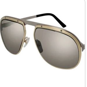NEW CARTIER PILOT SILVER LENS RUTHENIUM SILVER  MEN'S SUNGLASSES CT0035S 002